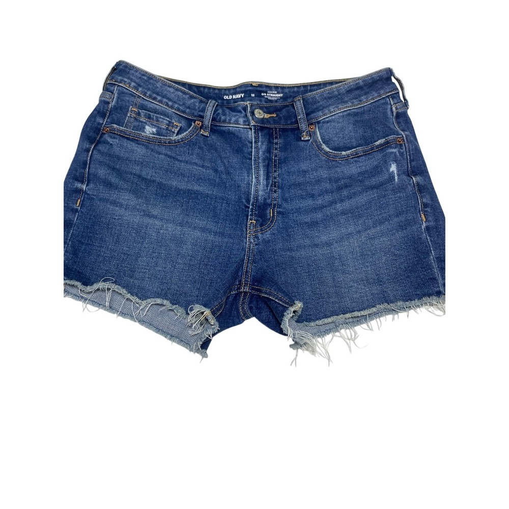 Old Navy OG Straight High Rise Denim Cut Off Shorts Womens 12 Raw Hem Distressed